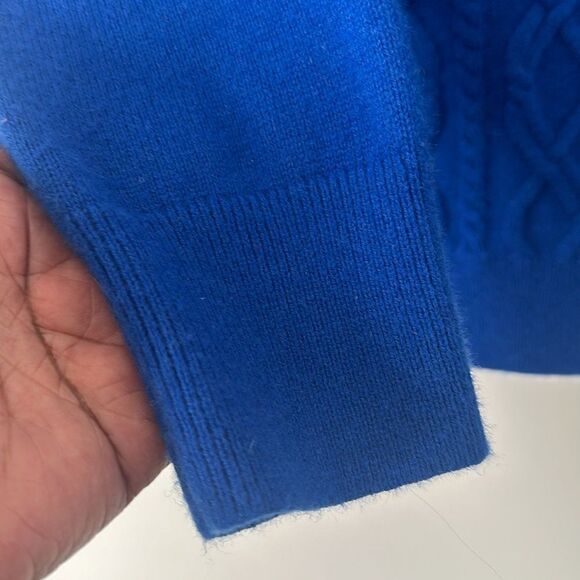 Talbots Cable Knit Lambswool Blue Sweater M - Picture 3 of 6